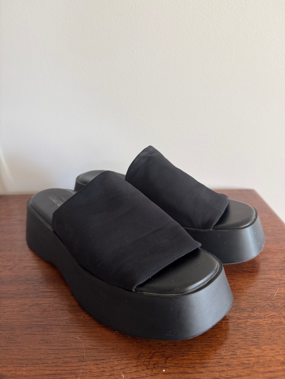 Call It Spring Black Platform Slide Sandals